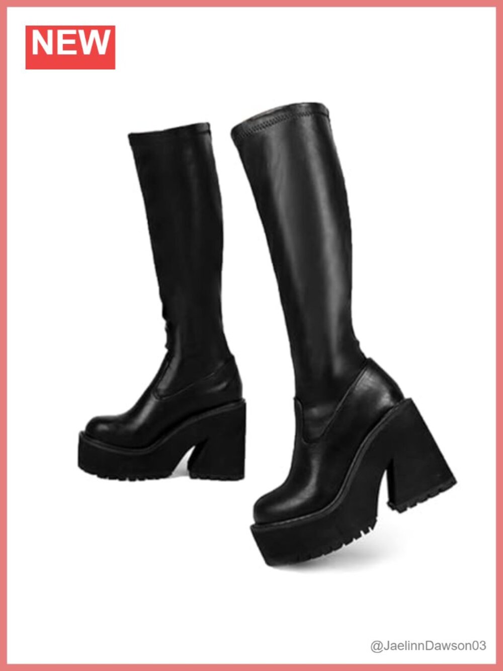 Knee High Platform Wedge Boots Elongate Legs Chunky Heel Goth Punk